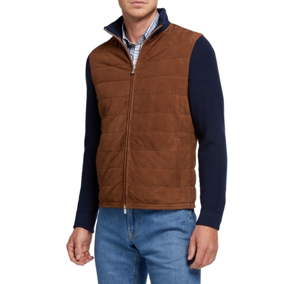 Peter Millar | Goat Suede Hybrid Wool Cardigan Zip Up Jacket Size XL - Picture 2 of 16